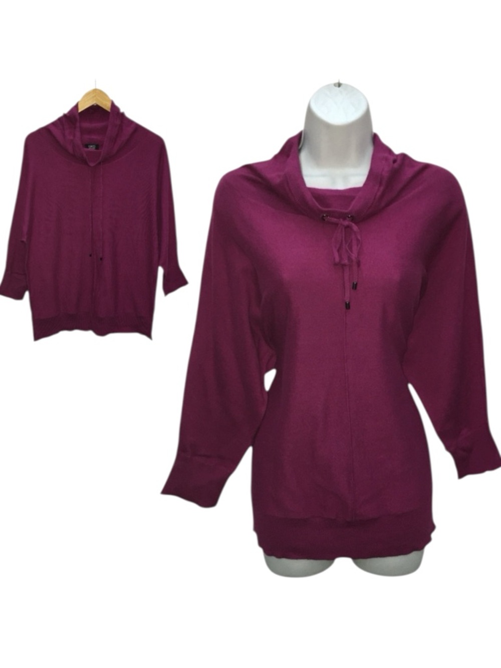 NWT Jones New York Cowl Neck Batwing Purple Magenta Sweater - Women’s Large